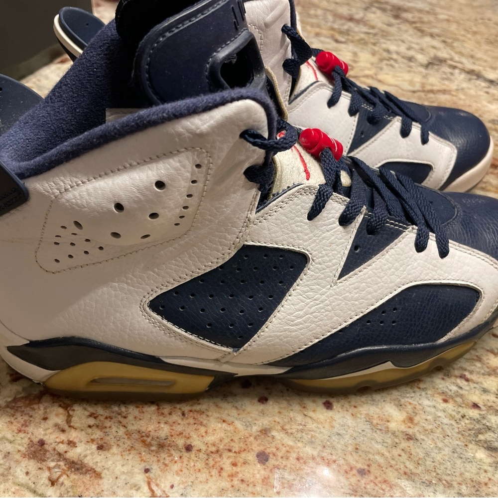 NIKE AIR JORDAN VI 6 RETRO, 384664-130, White/Blue/Red, Men's Size 11.5